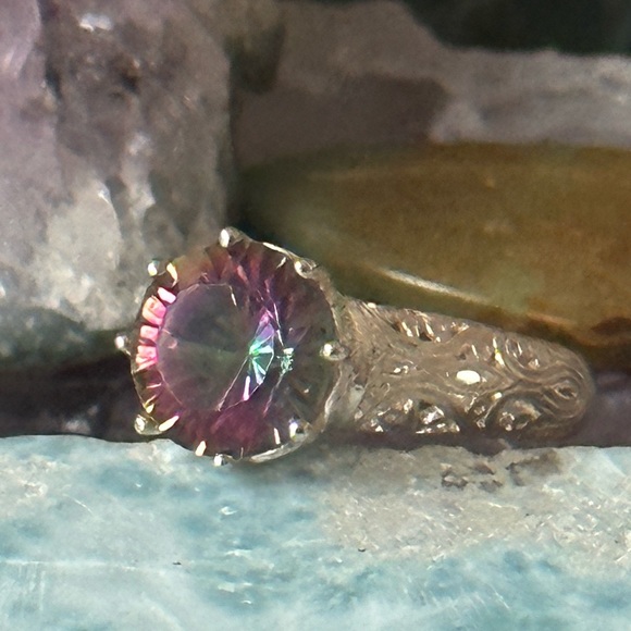 Mystic Quartz high setting sterling silver ring - Picture 4 of 6